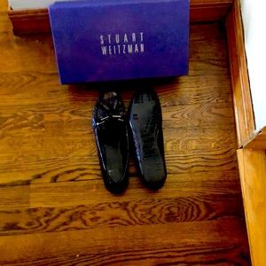 Stuart Weitzman loafer, patent leather brown